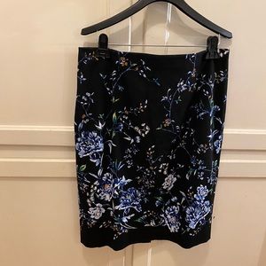 WHBM black floral skirt, Sz 12